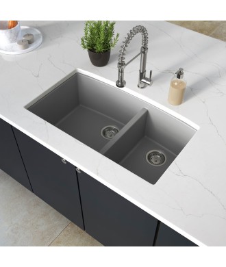 GREY QUARTZ DOUBLE BOWL 60/40-3219